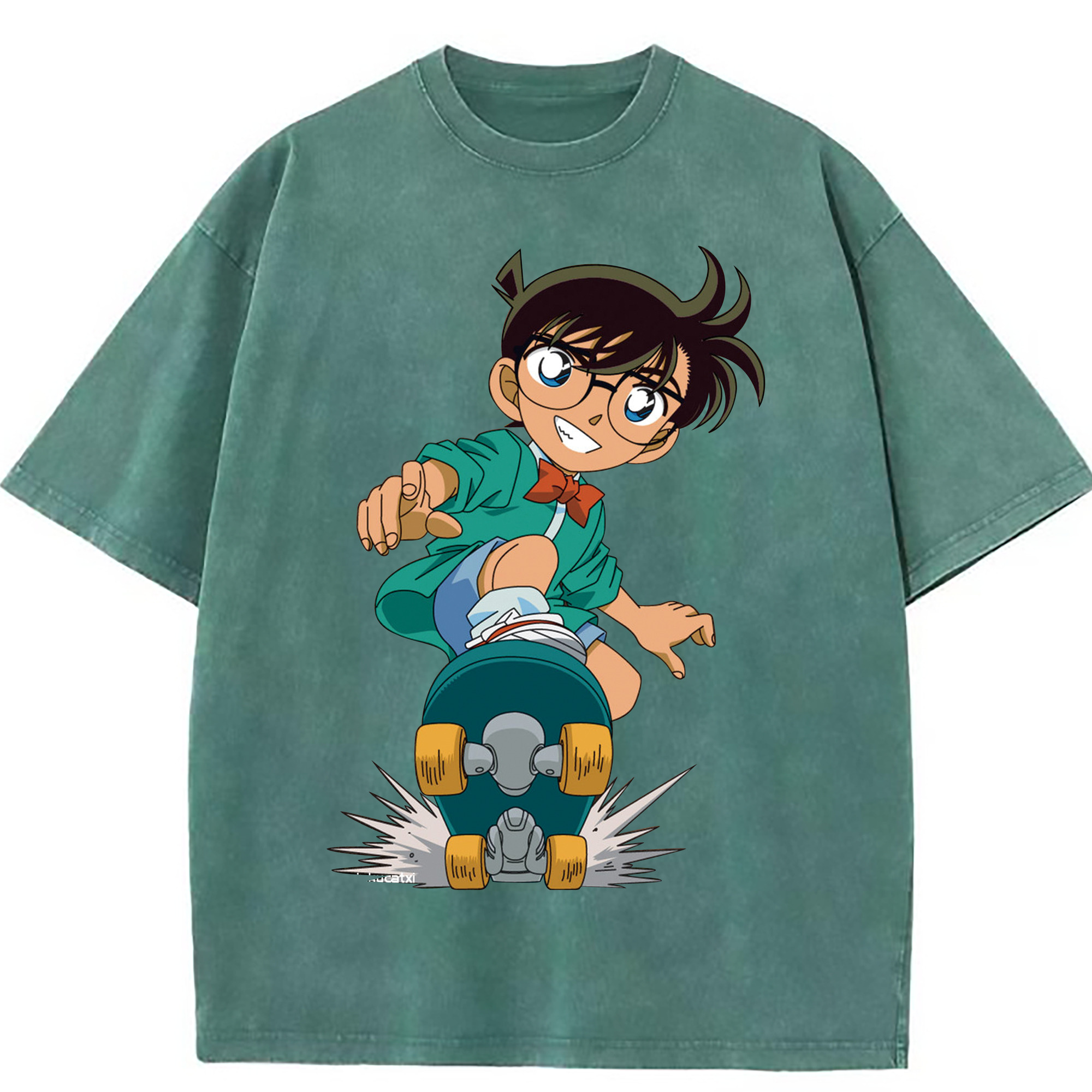 （画像用） 名探偵コナン 江戸川 コナン Detective Conan Conan Edogawa 綿100% ヴィンテージ風 半袖Tシャツ（フロントプリント）
